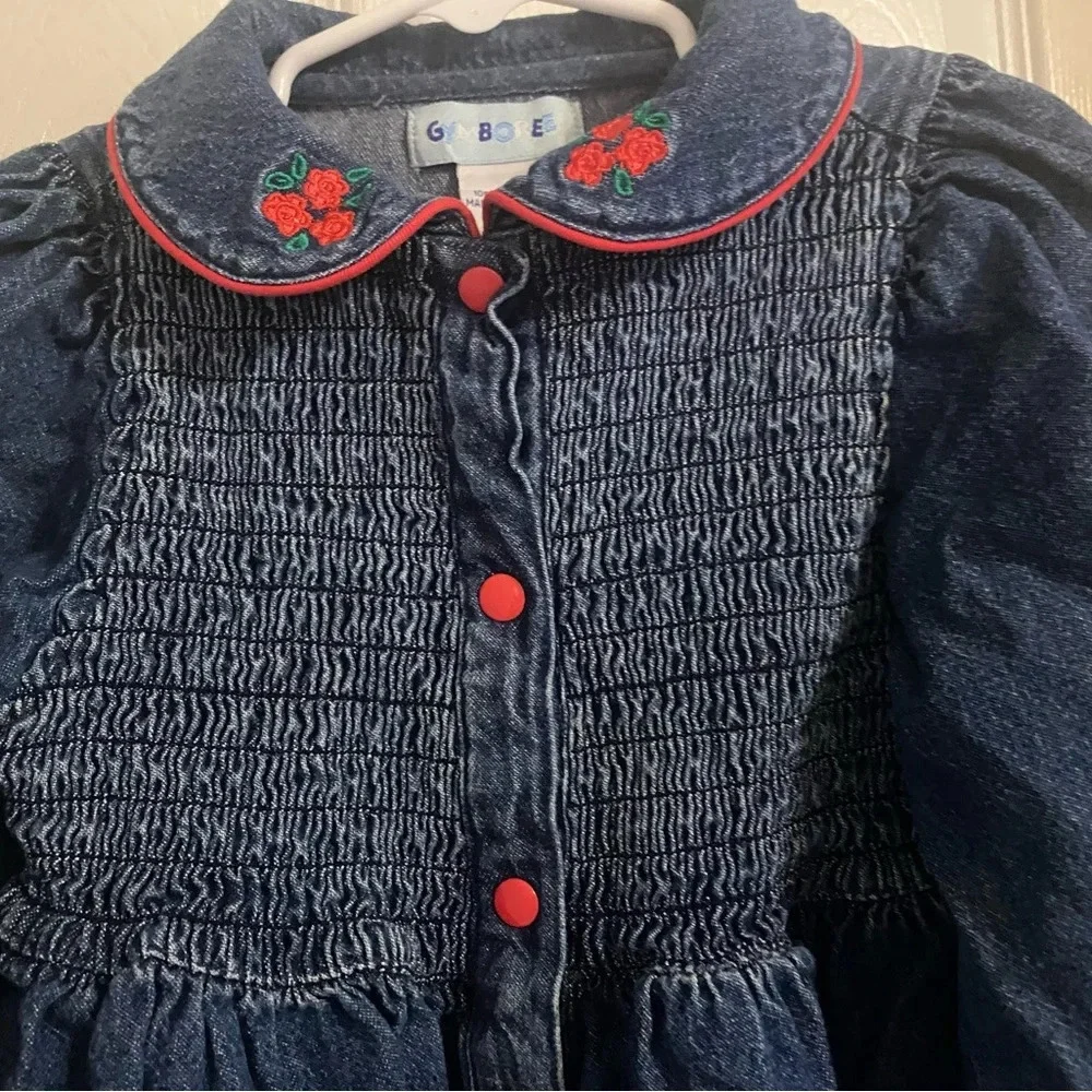 Vintage Gymboree Smocked Denim Dress